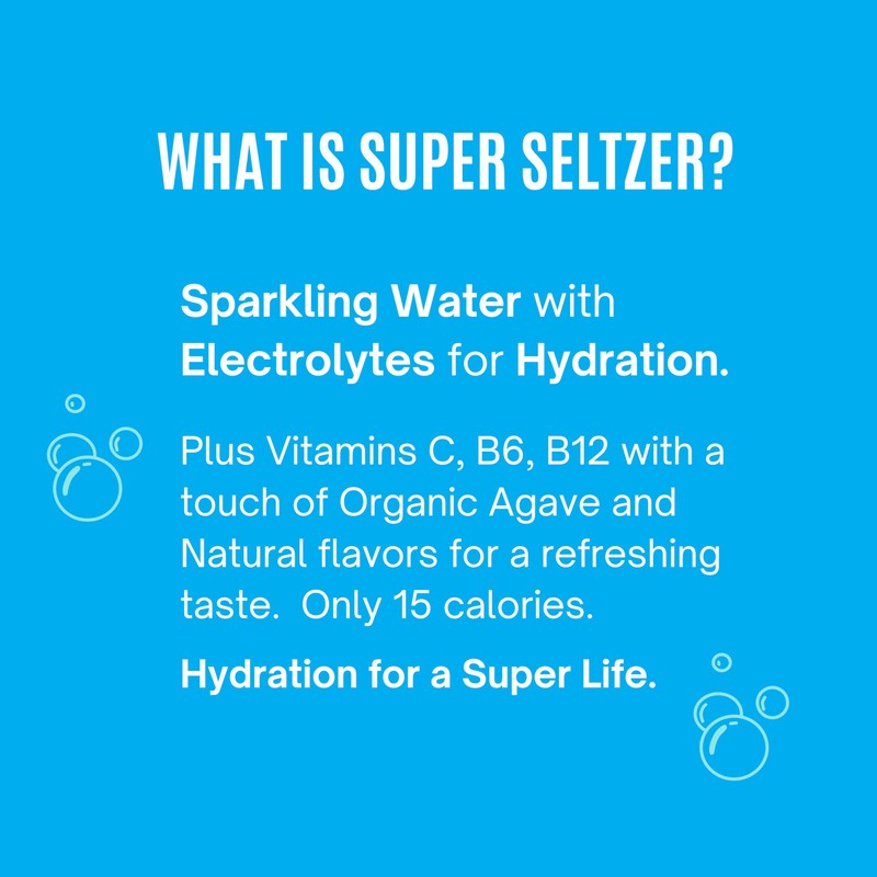 Super Seltzer Sparkling Water with Electrolytes and Vitamins, Tangerine Naturally