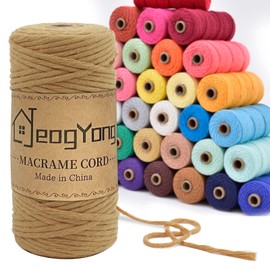 3mm Macrame Cord, Single Strand Macrame Cord 3mm x 109 Yards Thick String Macrame Yarn, Colored Natural Cotton Rope, Colorful Cotton Cord, Perfect Macramé Supplies for Wall Hanging Plant Hanger Crafts