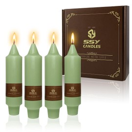NJAO HOO Light Green Short Taper Candle 5 Inch Candlesticks Unscented Dripless Tapered Candle Set for Home Decor Wedding Party Dinner Candles, 4 Pack