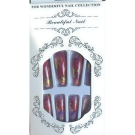 Beautiful Nail Press-On Nails, Purple Ombre with Gold Accents, 24 Count