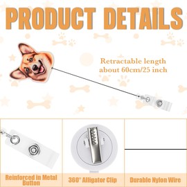 Funny Corgi Gifts for Womens Owners Pet Lovers Cute Office Badge Reel for Nurse Teacher Doctor Worker Medical Assistant Name ID Badge Reel with Clip