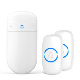 SECRUI Wireless Doorbell with 2 Buttons – Doorbell Kits for Front Door Back Door– Battery Operated Doorbell with 52 Chimes, LED Flash, 5 Volume Levels – Waterproof Modern Doorbell – Over 1000FT