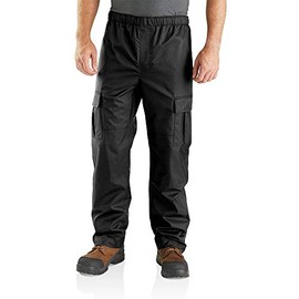 Carhartt Men's Relaxed Fit Midweight Rain Pant, Black, Small