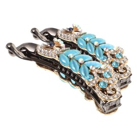 WOONEKY 2pcs Rhinestone Banana Clip for Thin Hair Elegant Ponytail Holder Hair Clips for Women Girls