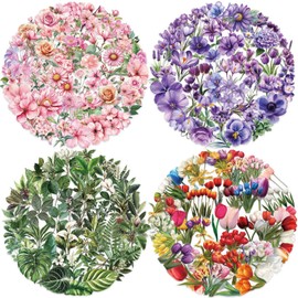 Natural Flower Stickers for Scrapbooking,Self-Adhesive Transparent Scrapbook Supplies Journaling Supplies for Adult Card Making Letters DIY Water Bottle Cards Decoration (Natural Floral)