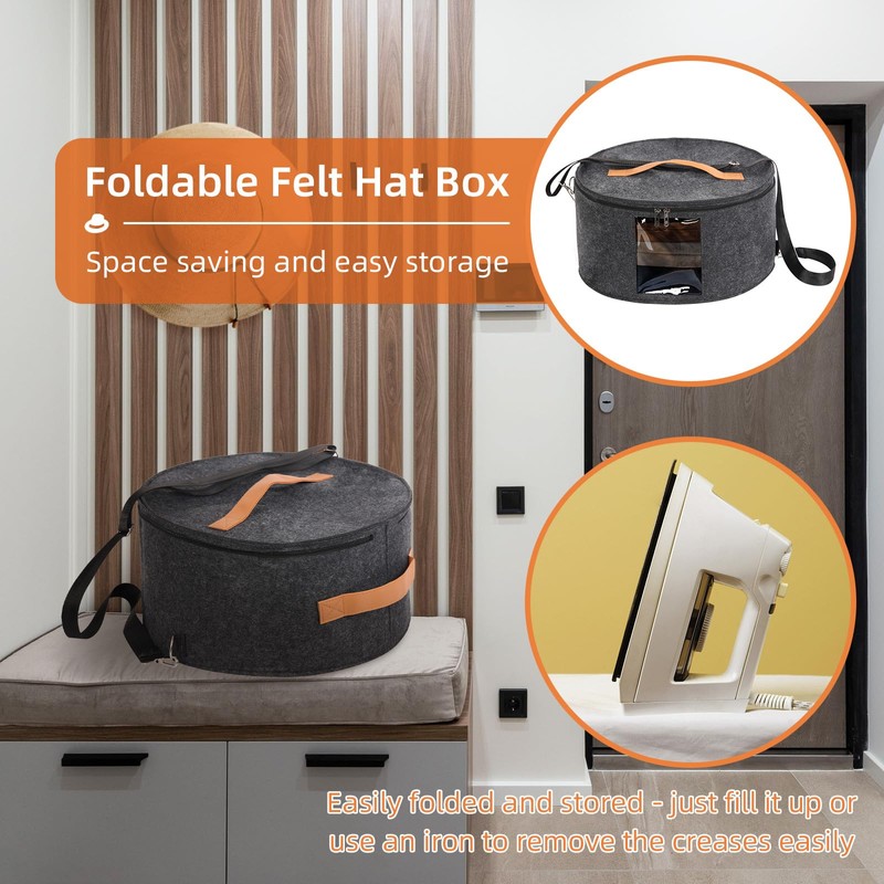 Ohiyoo Travel Hat Box Hat Boxes with Lid Storage Boxes
