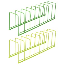 Antuoo Pot Lid Organizer Rack for Cabinet, 2 PCS Stainless Steel Metal Wire Kitchen Cabinet Holder with 8 Slots for Frying Pan, Baking Sheets, Skillets, Cutting Boards, and Appliances (Green)