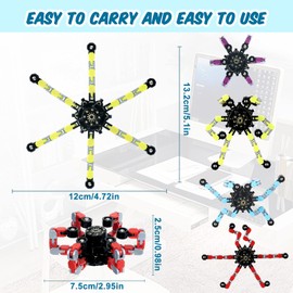 Zhanmai Spinners DIY Deformable Robot Fingertip Toys Transformable Chain Robot Finger Toy Stress Relief Toys Fingertip Spinner Sensory Toys for Kid Adults Gift Christian Charity Donation(64 Pack)