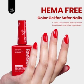 Beetles Hema Free Red Gel Nail Polish Classic Red Gel Polish Soak Off Uv LED Nail Lamp 15ml DIY Home Manicure Salon Gift for Women Crimsom Harmony