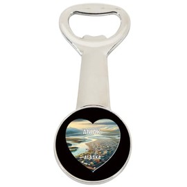 Aniak Alaska Travel Souvenir Destination Heart Shape Design Magnetic Bottle Opener Single