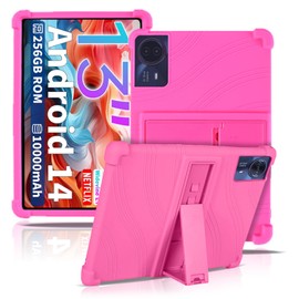 Case for TECLAST T65Max Tablet 13inch,NOUKAJU Tablet Protection Case,Adjustable Bracket,Soft Silicone,Silicone Protection Cover for TECLAST T65Max(Rose-Red)