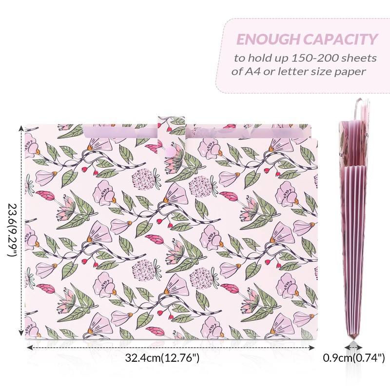 SKYDUE Accordion File Organizer, Floral Expanding File Folders with 5