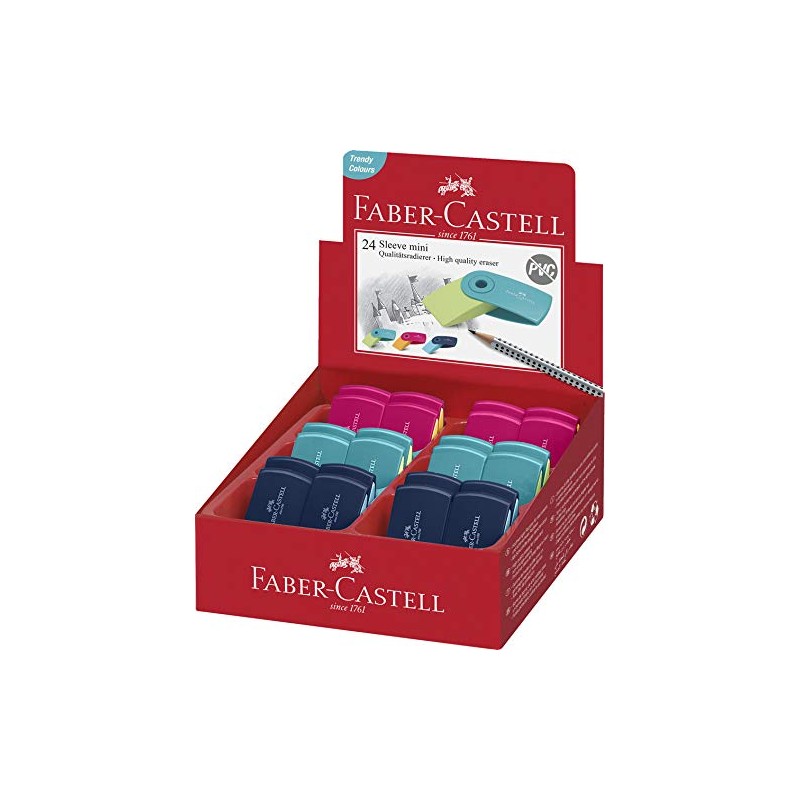 Faber Castell Rubber Mini Sleeve Closable Display 24 Pieces Erasers,