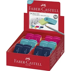 Faber Castell Rubber Mini Sleeve Closable Display 24 Pieces Erasers, Multicoloured, 9555684679765