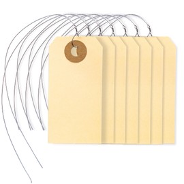 Perco Manila Shipping Tags #1 2 3/4 x 1 3/8” (7 x 3.5 cm) with Metal Wire Pack of 100
