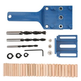 Leopacat Handheld Dowel Jig Kit, Wood Doweling Hole Drill Guide, Woodworking Punch Locator Positioner Guide Set with Wrench Limit Ring for Tools Home Improvement 6mm 8mm10mm Bits (Blue)