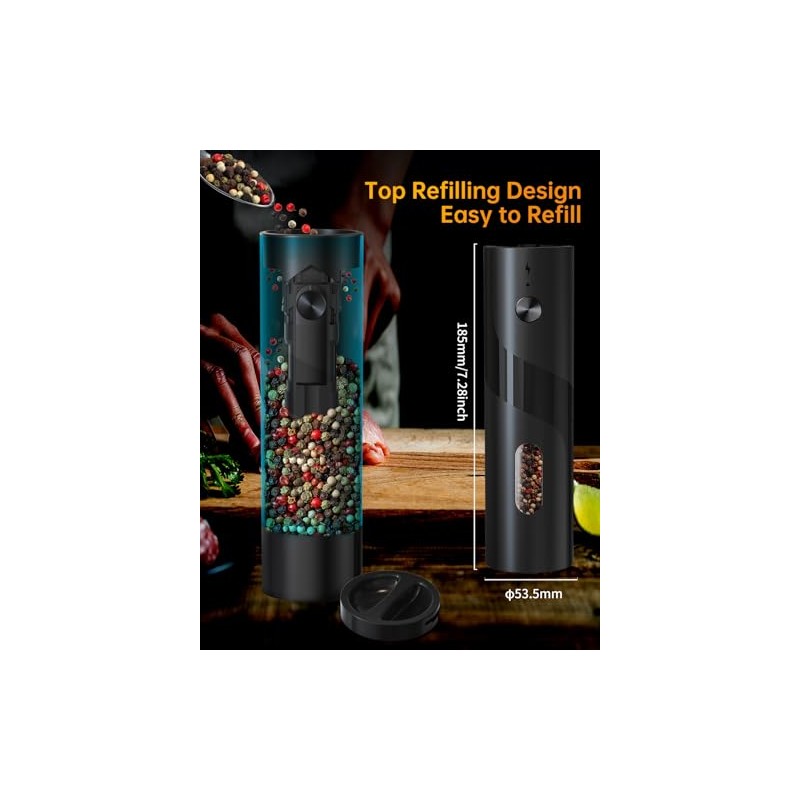 CIRCLE JOY Electric Rechargeable Salt and Pepper Grinder Set
