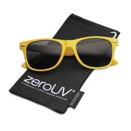 zeroUV Classic Eyewear 80's Retro Large Horn Rimmed Style Sunglasses (Yellow)