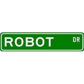 (x3) 3 inches Fridge Magnets | Robot Street Sign Custom Street Signs- Magnet - Construction Toolbox, Hardhat, Lunchbox, Helmet, Mechanic, Luggage, Skateboard, Surfboard, Auto