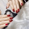 XZMeiLun Cat Eye Red Press On Nails Short Ovale 30