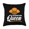 Badminton Queen Badminton Player Shuttlecock Sports Smash Throw Pillow