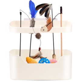 Cat Toy Organizer,Durable Cat Wand Toy Storage Rack,Cat Feather Toy Holder Pet Toy Storage Box,Cat Teaser Wand Toys Accessory Storage Holder,Pet Toy Holder for Organizing Cat Toys