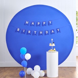 6.5FT Royal Blue Round Backdrop Cover Wrinkle Resistant Blue Circle Background Round Photography Backdrop for Wedding, Birthday, Baby Shower Decorations