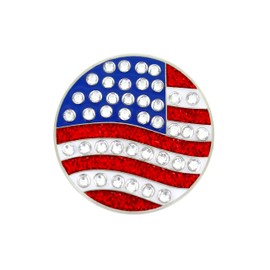 Navika U.S. Flag Round Crystal Golf Ball Marker - ADD Some Bling to Your Game!