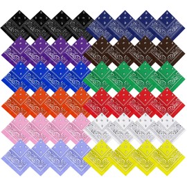 Pistha 48 Pack Bandanas for Women Men Cowboy Bandana Handkerchief Headband Face Mask Bulk for Party Costume (Classic, Multicolor)