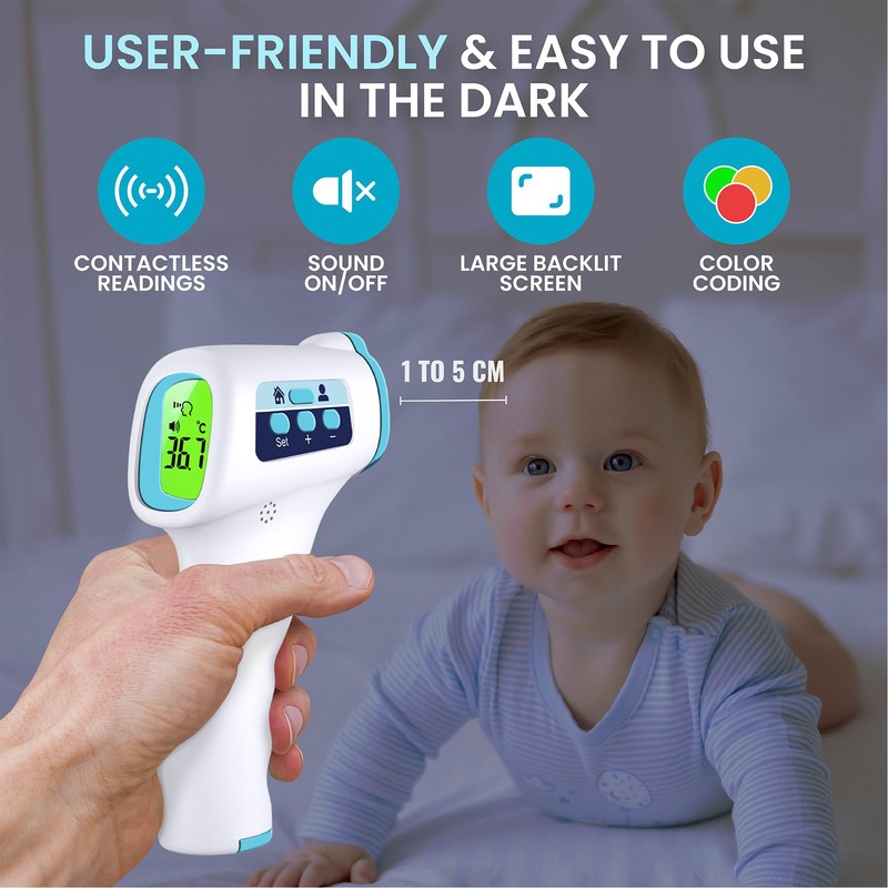 ByFloProducts, Forehead Thermometer, Non Touch Digital Thermometer for Adult and
