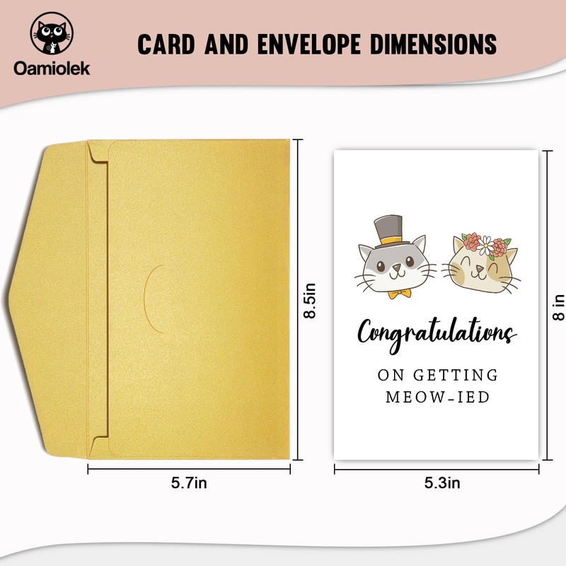 Funny Cat Wedding Card for Newlywed Couple, Just Married Pun