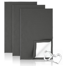 3 Pcs Silver Polishing Cloth, Large 10" X 12.5" Jewelry Cleaner Cloth, Soft Jewelry Polishing Cloth, Four-Layer Double-Sided Silver Cleaning Cloth for Gold, Silver, Diamond, Platinum Jewelry