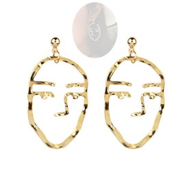 Yheakne Drop Face Earrings Gold Abstract Face Hook Earrings Wire Face Silhouette Earrings Jewelry Art Gifts for Women and Girls Earrings (Gold)