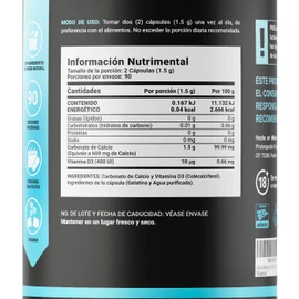 Calcio 600mg + D3 400 UI de 180 cápsulas. Ingredientes Naturales: Calcio y Vitamina D3. Calcium + D3 B Life.
