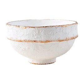 Mud Pie Gold Stripe Bowl, White, 7" H X 12" Dia