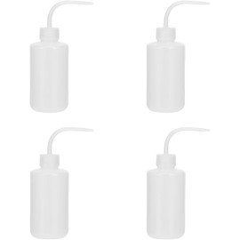 Abaodam Botella Exprimible de Abs 250 Ml Punta Curva para Lavado de Ojos y Limpieza de Pestañas, Paquete de 4 Unidades para Uso en Salones de Belleza y Extensión de Pestañas