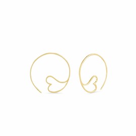 Boma Jewelry Sterling Silver Amore Heart Pull Through Hoop Earrings (14KT Gold Plated)