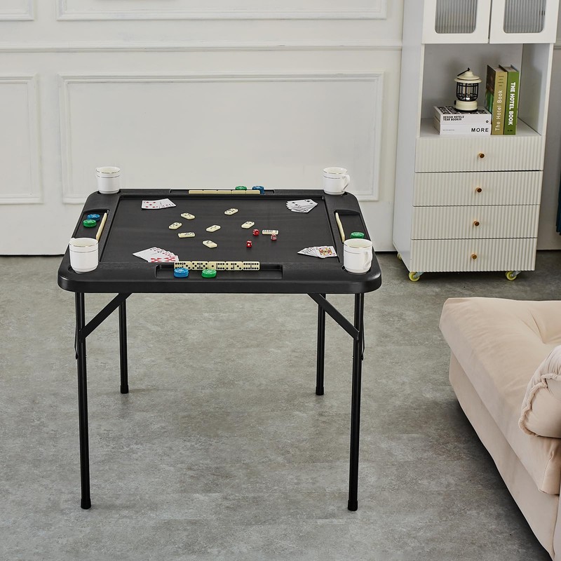 VEVOR Folding Card Table, 4 Player Portable with 4 Cup