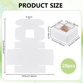 BENECREAT 28 Packs 2.55x2.55x1.2 Inch Square Gift Boxes with Clear Window, White Bakery Boxes Gift Packaging Boxes for Anniversaries, Birthdays, Weddings, Graduation