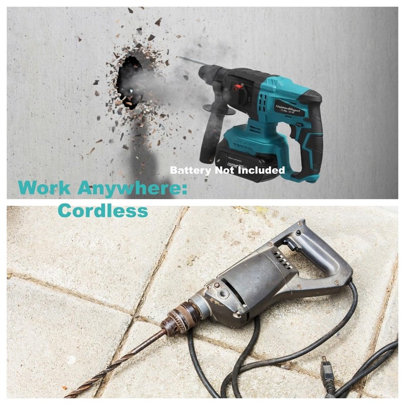 SDS-Plus Rotary Hammer Drill for Makita 18V Battery,Max Drilling Diameter
