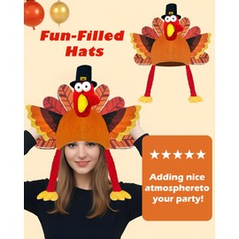 Asekonc Plush Thanksgiving Turkey Hat Turkey Trot Hat Fancy Dress Accessory Thanksgiving Party Costume Outfit