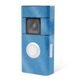 MightySkins Glossy Glitter Skin Compatible with Ring Video Doorbell Plus - Solid Blue | Protective, Durable High-Gloss Glitter Finish | Easy to Apply, Remove, and Change Style