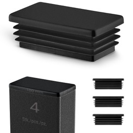 EMFA Lamellar Plugs 100 x 40 mm for Rectangular Tube - Black Plastic Rectangular Plugs 40 x 100 - End Caps Pipe Plugs 10 x 4 cm - Pack of 4