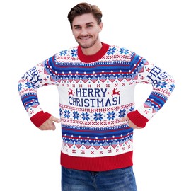 Adult Xmas Sweater Ugly Christmas Knitted Elements Sweatshirt Loose Fit Stretch Family 3D Christmas Tree Tops L