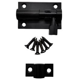 Door Bolts 38mm Straight Black Barrel Side Lock Pack of 1 Door Latch with Screws Tower Bolt Locks for Bedroom Bathroom Toilet Shed Gate Cupboards and Cabinets.