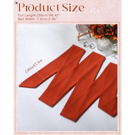 Glitopper Women Chiffon Sash Belt Dress Sash Waist Bridal Wedding Belt 50s Accessories 3'' Wide(Rust Red,Classic Style)