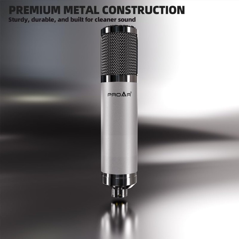 PROAR Studio Microphone, Professional Cardioid XLR Condenser Recording Mic Voice
