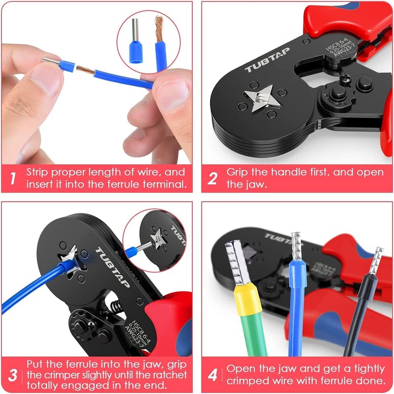 Tubtap® Crimping Pliers Set with 1200 Pieces Ferrules with 1200