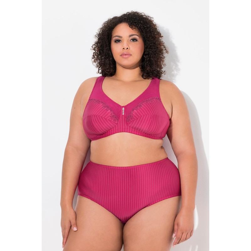 Ulla Popken Women's Kelly Pinstripe Support Bra, fuchsia