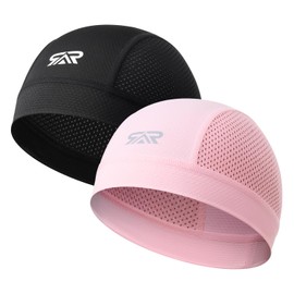 SUNMECI 2 Pcs Cooling Breathable Mesh Skull Cap for Men Women Lightweight Quick Dry Cycling Moto Helmet Hard Hat Liner
